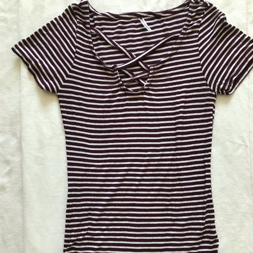 Striped cross cross top